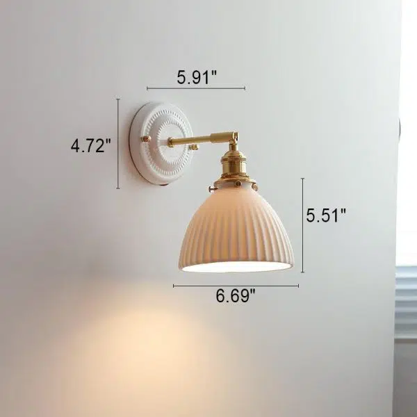 Vintage Japanese Ceramic Brass 1-Light Wall Sconce Lamp - Image 21