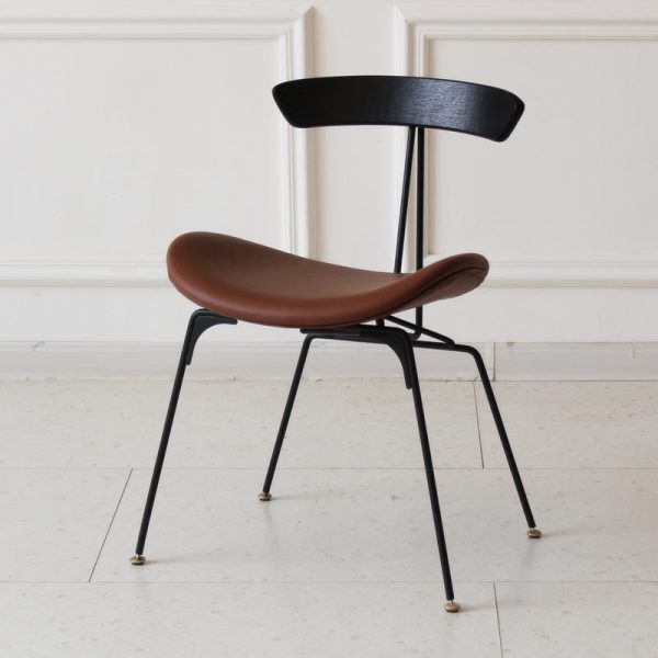 Contemporary Industrial Ant Arch Wood Rebar Leather Fabric Sponge Dining Chair Backrest For Dining Room - Image 18