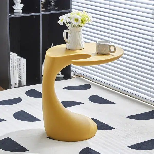Contemporary Creative Shaped Oval Base PE Plastic End Table For Living Room - Image 9