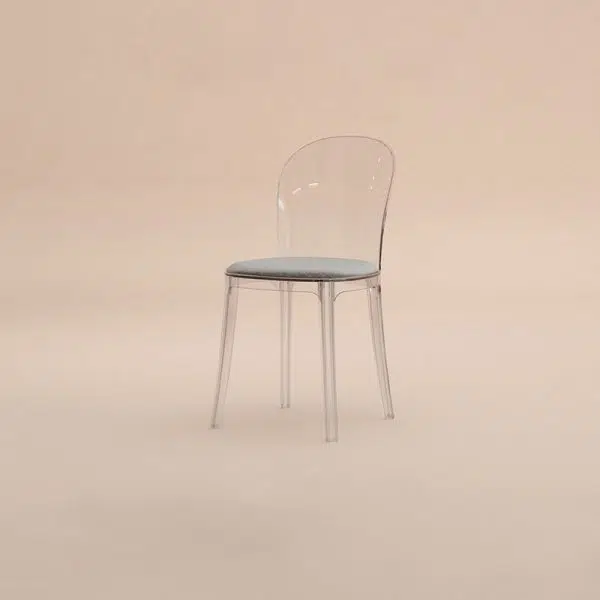 Contemporary Scandinavian Curved Plastic Fabric Chair Backrest Armless For Living Room - Image 15