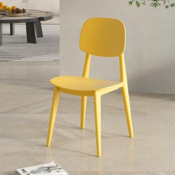 Contemporary Scandinavian Macaron Plastic Square Dining Chair Backrest For Dining Room - Image 4