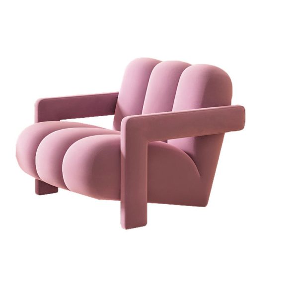 Contemporary Scandinavian Velvet Lambswool Wood Sponge Single Sofa Backrest Armrest For Living Room - Image 28