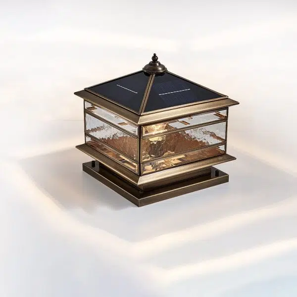 European Outdoor Brass Glass Square 1/2 Light Waterproof Pillar Landscape Light - Image 4