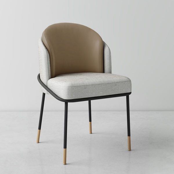 Contemporary Nordic Leather Fabric Iron Sponge Square Wraparound Dining Chair Backrest For Living Room - Image 24