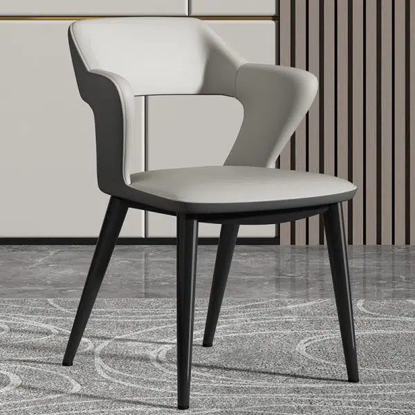 Contemporary Scandinavian Leather Fabric Carbon Steel Sponge Square Wing Dining Chair Backrest Armrest For Dining Room - Image 18