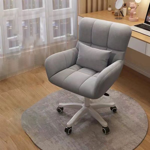 Contemporary Nordic Square Velvet Upholstered Swivel Desk Chair Height Adjustable Backrest Armrest For Home Office - Image 2