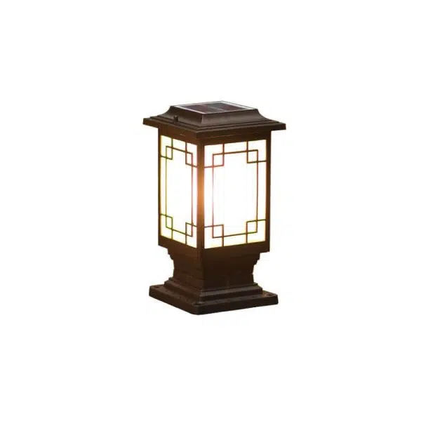 Solar Chinese Window Square Post Head 1-Light Waterproof Garden Landscape Light - Image 20