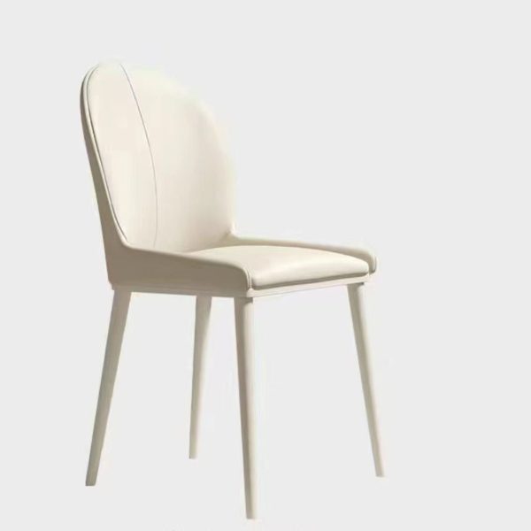 Contemporary Nordic Curved Microfiber Leather Upholstered Dining Chair Backrest For Dining Room - Image 14