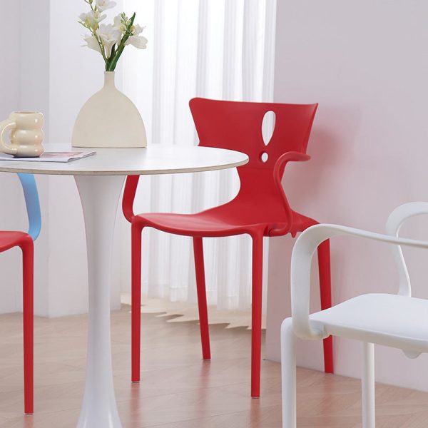 Contemporary Nordic Curved Plastic Dining Chair Backrest Armrest For Dining Room - Image 8
