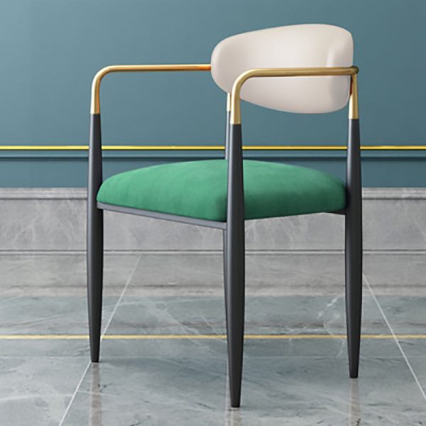 Contemporary Luxury Square Velvet Upholstered Dining Chair Backrest Armrest For Dining Room - Image 3