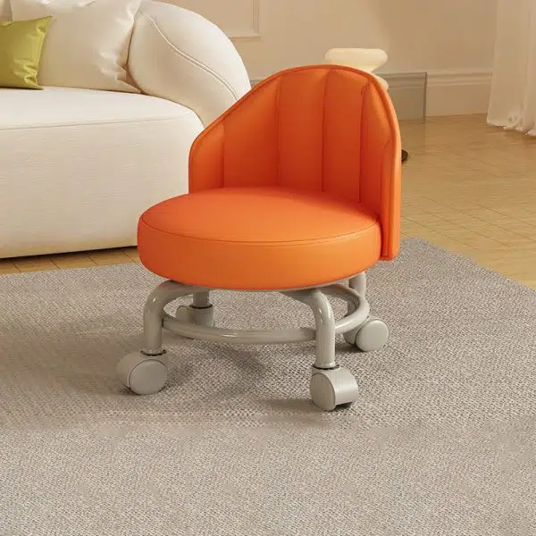 Modern Minimalist Removable Round Curved Corner Leather Iron Chair Backrest Armless For Living Room - Image 10