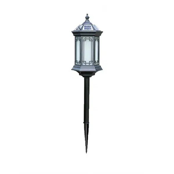 Traditional Chinese Waterproof Solar Aluminum Glass Cylinder 1-Light Landscape Lighting Outdoor Light For Garden - Image 10