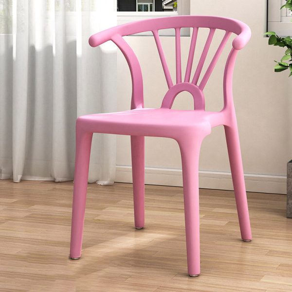 Contemporary Scandinavian Arc Plastic Stackable Dining Chair Backrest For Dining Room - Image 13