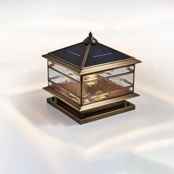 European Outdoor Brass Glass Square 1/2 Light Waterproof Pillar Landscape Light - Image 5