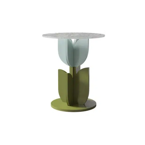 Contemporary Creative Petal Round Tabletop Pine Glass Side Table For Living Room - Image 10