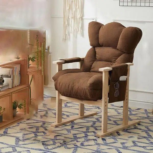 Modern Simplicity Fabric Upholstered Wood Frame Accent Chair Adjustable Backrest Armrest For Home Office - Image 17