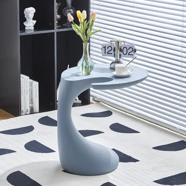 Contemporary Creative Shaped Oval Base PE Plastic End Table For Living Room - Image 10