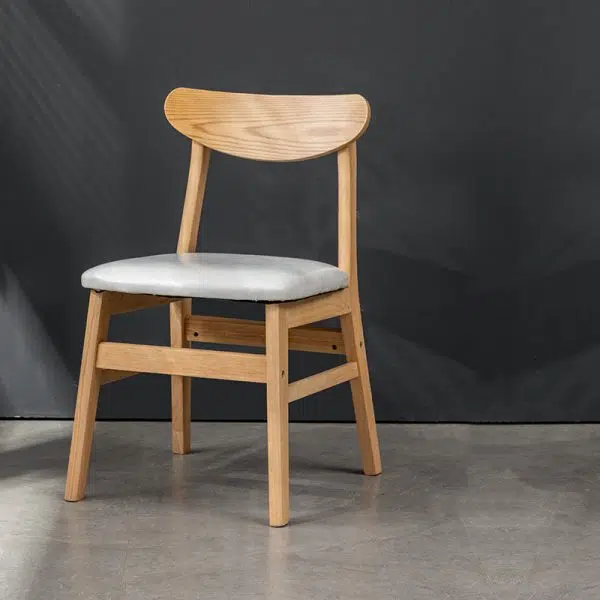 Contemporary Retro Square Linen Upholstered Wood Frame Dining Chair Backrest For Dining Room - Image 8