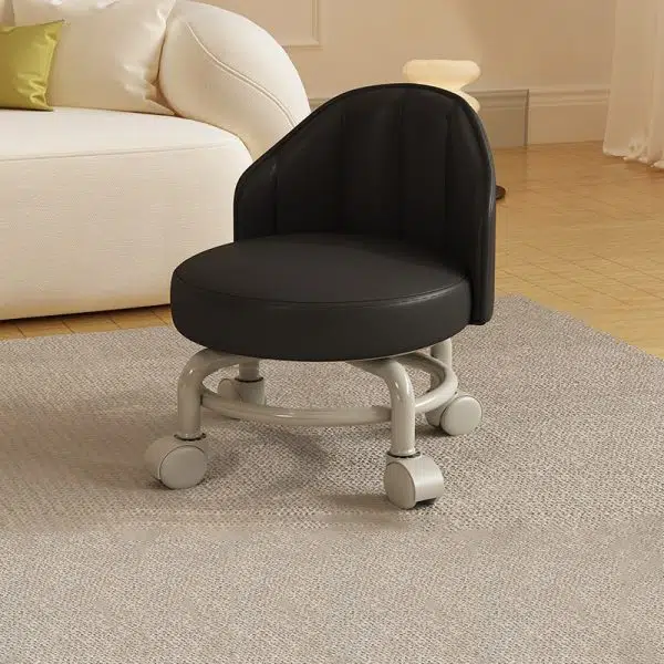 Modern Minimalist Removable Round Curved Corner Leather Iron Chair Backrest Armless For Living Room - Image 14