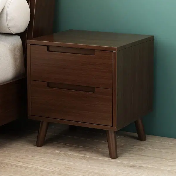 Contemporary Nordic Rectangular Solid Wood Nightstand 1/2 Drawer For Bedroom - Image 18