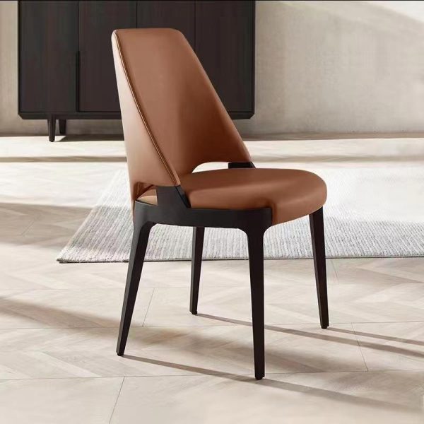 Contemporary Luxury Square Microfiber Leather Upholstered Dining Chair Backrest For Dining Room - Image 8