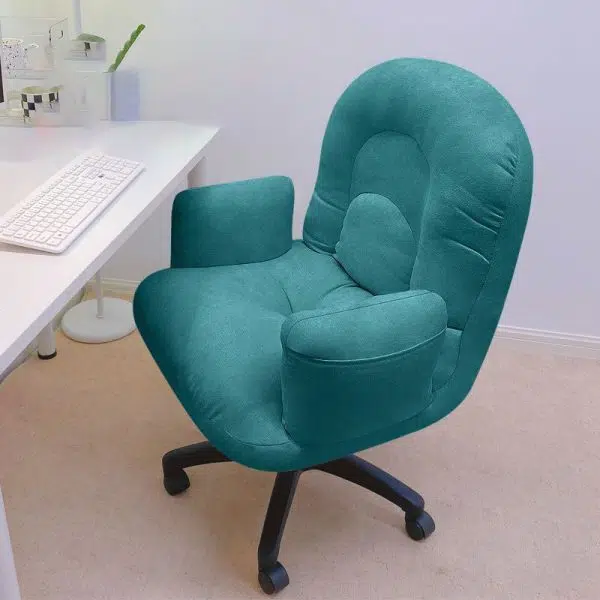 Contemporary Scandinavian Curved Square Cotton Linen Nylon Desk Chair Backrest Arm For Home Office - Image 11