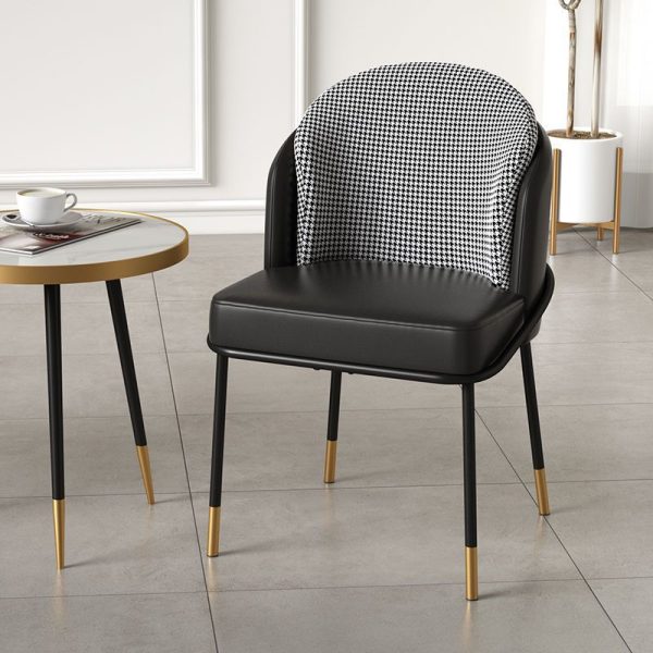 Contemporary Nordic Leather Fabric Iron Sponge Square Wraparound Dining Chair Backrest For Living Room - Image 2