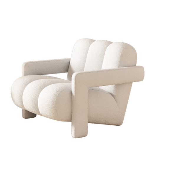 Contemporary Scandinavian Velvet Lambswool Wood Sponge Single Sofa Backrest Armrest For Living Room - Image 31