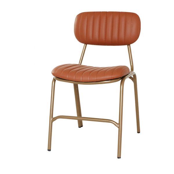 Contemporary Industrial Leather Iron Square Elliptical Stripe Dining Chair Backrest Footrest For Dining Room - Image 33