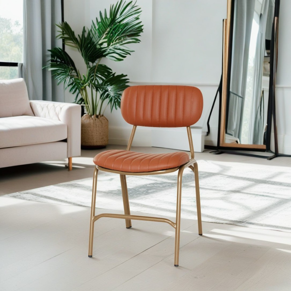 Contemporary Industrial Leather Iron Square Elliptical Stripe Dining Chair Backrest Footrest For Dining Room - Image 22