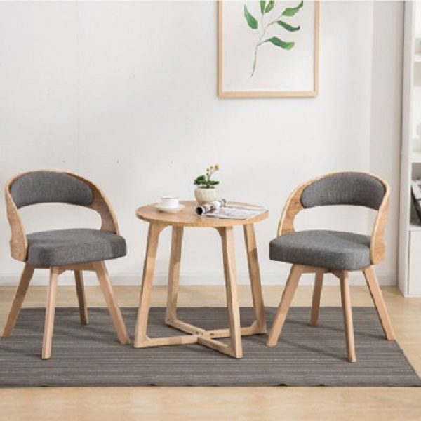 Contemporary Nordic Fabric Upholstered Wood Splayed Legs Dining Chair Curved Back For Dining Room - Image 9