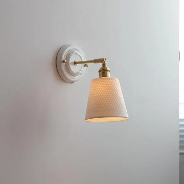 Vintage Japanese Ceramic Brass 1-Light Wall Sconce Lamp - Image 12