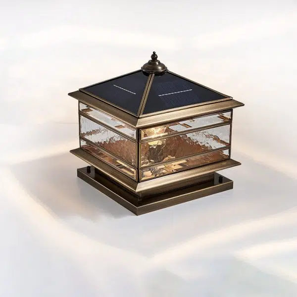 European Outdoor Brass Glass Square 1/2 Light Waterproof Pillar Landscape Light - Image 6