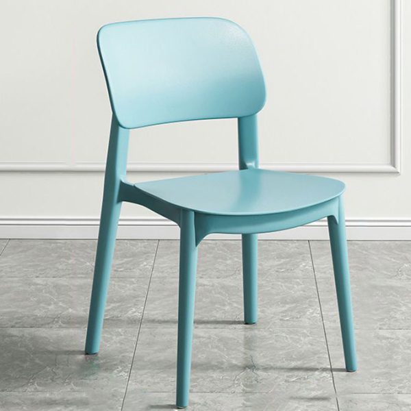 Contemporary Nordic Macaron Plastic Square Stackable Dining Chair Open Back For Dining Room - Image 12