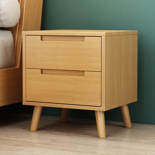 Contemporary Nordic Rectangular Solid Wood Nightstand 1/2 Drawer For Bedroom - Image 19