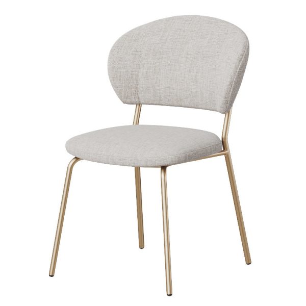 Contemporary Nordic Round Cotton Linen Upholstered Dining Chair Backrest For Dining Room - Image 13