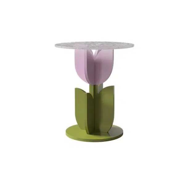 Contemporary Creative Petal Round Tabletop Pine Glass Side Table For Living Room - Image 11