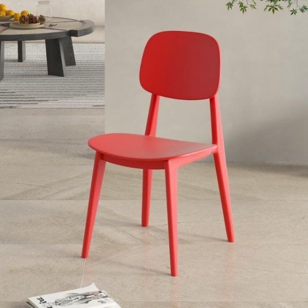 Contemporary Scandinavian Macaron Plastic Square Dining Chair Backrest For Dining Room - Image 12