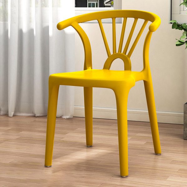 Contemporary Scandinavian Arc Plastic Stackable Dining Chair Backrest For Dining Room - Image 14