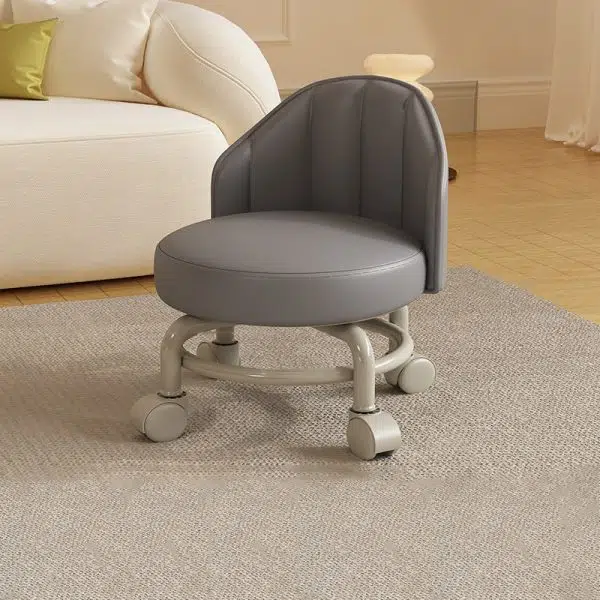 Modern Minimalist Removable Round Curved Corner Leather Iron Chair Backrest Armless For Living Room - Image 12