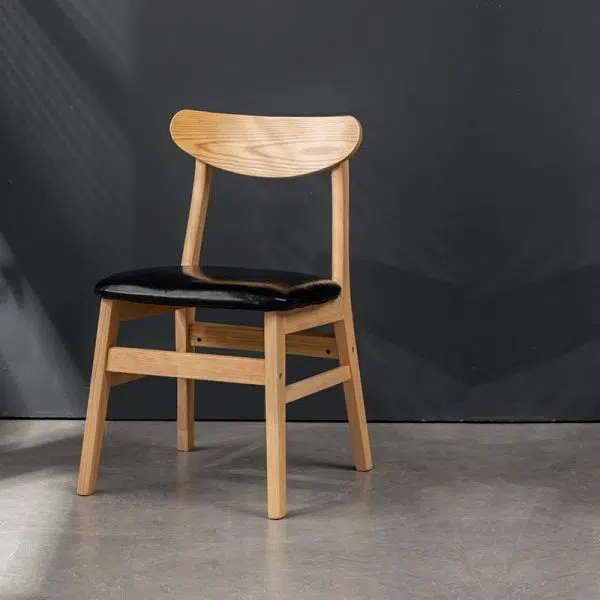 Contemporary Retro Square Linen Upholstered Wood Frame Dining Chair Backrest For Dining Room - Image 9