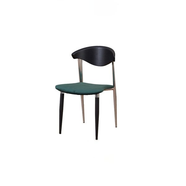 Contemporary Retro Beech Wood Iron Velvet Sponge Square Curved Dining Chair Backrest For Dining Room - Image 26