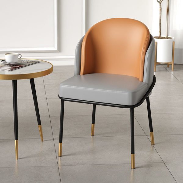 Contemporary Nordic Leather Fabric Iron Sponge Square Wraparound Dining Chair Backrest For Living Room - Image 25