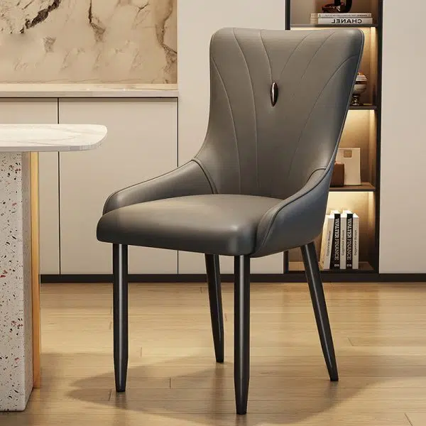 Contemporary Scandinavian Leather Carbon Steel Sponge Latex Square Dining Chair Backrest For Dining Room - Image 19