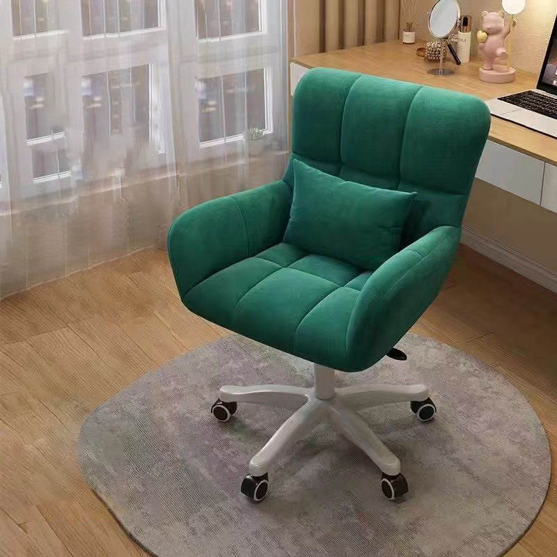 SKU-09-142605b6-49f2-4890-b6cf-dca3953570fa.jpg Contemporary Nordic Square Velvet Upholstered Swivel Desk Chair Height Adjustable Backrest Armrest For Home Office - Image 17