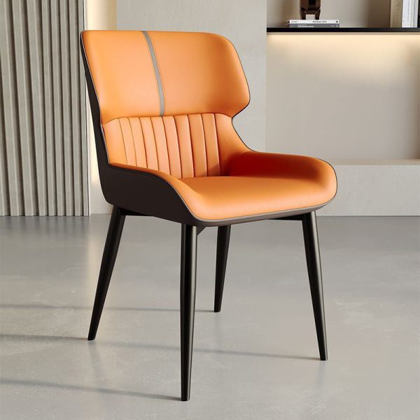 Contemporary Luxury Square PU Leather Upholstered Dining Chair Backrest For Dining Room - Image 6