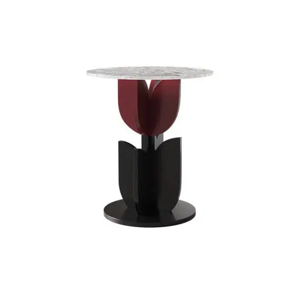 Contemporary Creative Petal Round Tabletop Pine Glass Side Table For Living Room - Image 12