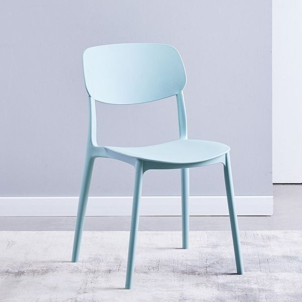 Contemporary Nordic Macaron Plastic Square Stackable Dining Chair Open Back For Dining Room - Image 13