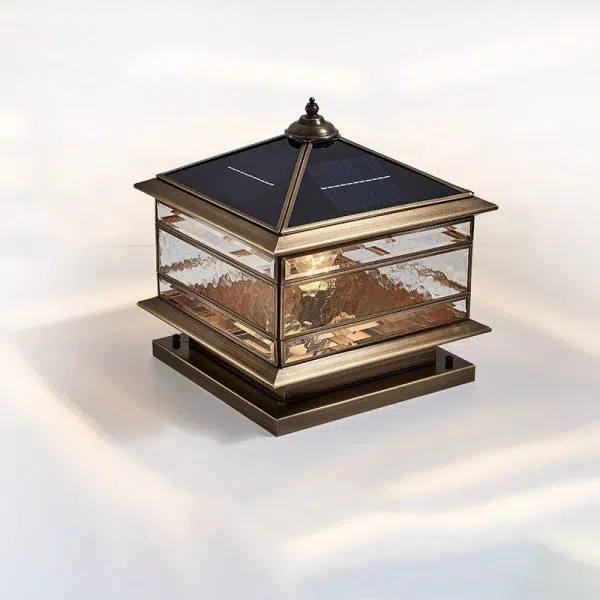 European Outdoor Brass Glass Square 1/2 Light Waterproof Pillar Landscape Light - Image 22