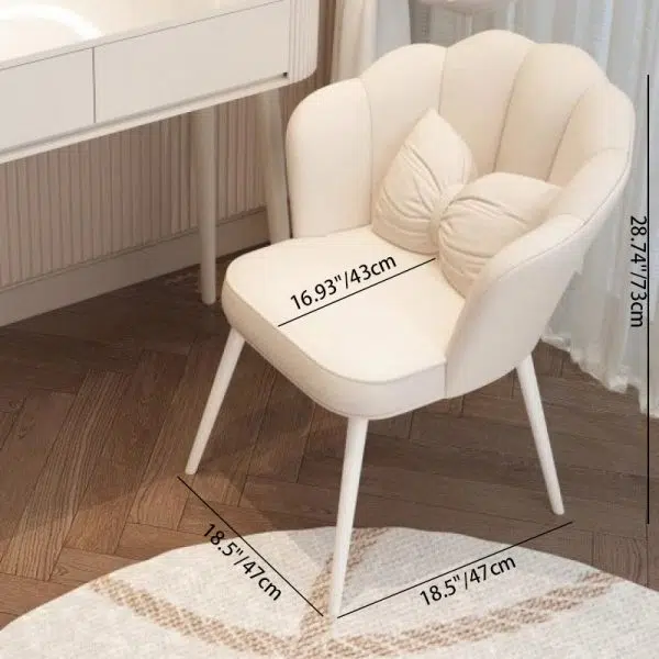 Contemporary Creative Petal Butterfly Knot Square Velvet Metal Vanity Stool Backrest Armless For Bedroom - Image 4